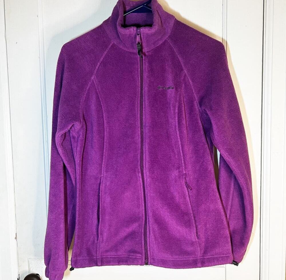 3/$30 Columbia Full Zip Purple Fleece Jacket Small Soft Layer Zip Pockets